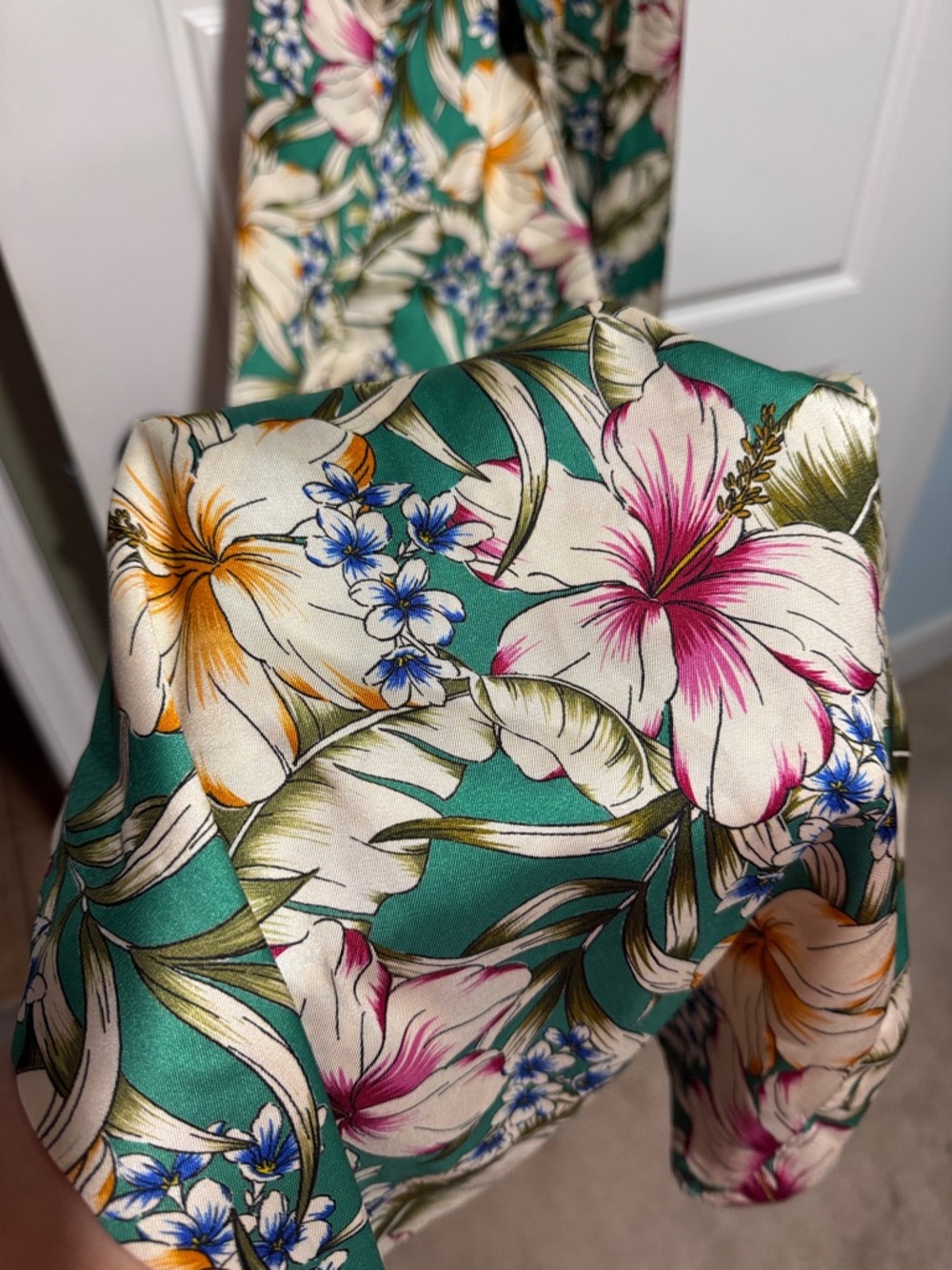 Zara Green Floral Halter Wide-Leg Jumpsuit - Picture 5 of 8